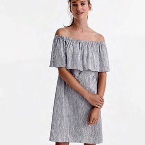 Jcrew Seersucker off shoulder cover up dress  XS